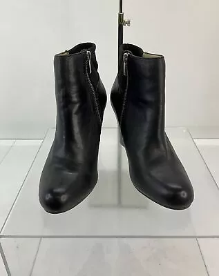 MICHAEL Michael Kors Black Leather & Fabric Side Zip Wedge Heel Booties Size 9 • $25