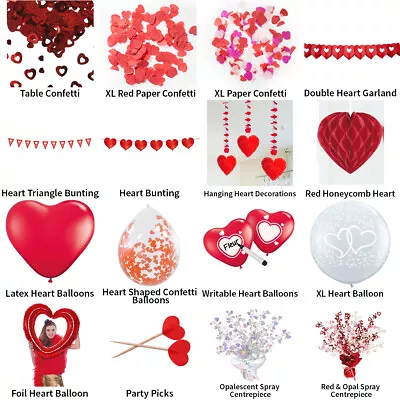 Valentine's Day Love Heart Decorations - Partyware Complete Selection • £4.69