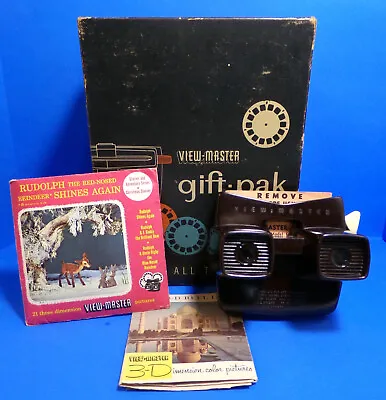 Sawyer's View-Master Gift-Pak 1955 Brown Bakelite Model E Reels Box List • $20