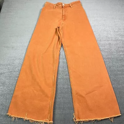 Zara Jeans Women 6 Orange The Marine Straight High Rise Wide Leg Boho Loose • $29.99