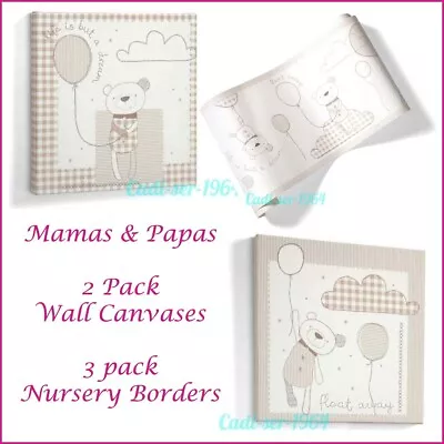 Mamas & Papas Baby Neutral Nursery Decor Set Twin Canvas Set & 3 Borders NEW • £22.99