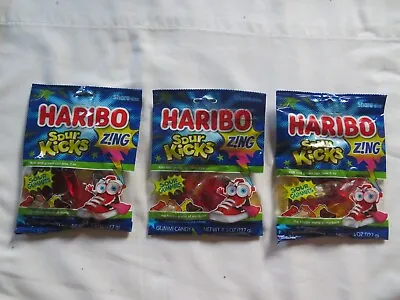 (3) Bags Of Haribo Sour Kicks Gummi Candy 4.5 Oz Each Share Size Zing ! • £13.26