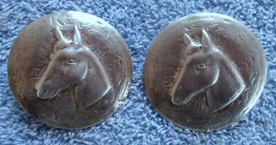 Vintage Horse Head Sterling Silver Conchos For Bridle/Spur Straps C/S -Loop Back • $165