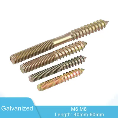 M6 M8 Wood To Metal Dowels Double Ended Threaded Furniture Screws Hanger Bolts • $8.35