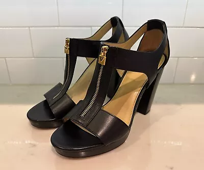 MICHAEL Michael Kors Berkley T Strap Platform Dress Sandals Heels Black  - 10 • $40