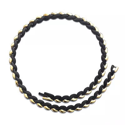 Men Gold Black Titanium Necklace +Gift Box POWER Magnets Bio Therapy Arthritis • $34.99