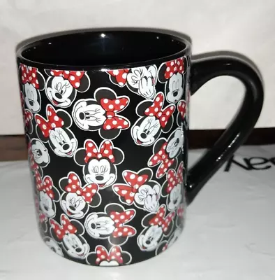 Disney Minnie Mouse Different Happy Faces Black 14 Oz Ceramic Coffee Mug • $14.95