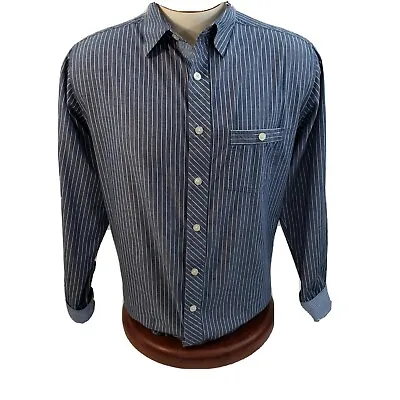 Paper Denim Cloth Mens Shirt Button Up Size Medium Stripe Contrast Cuff PDC • $9.48