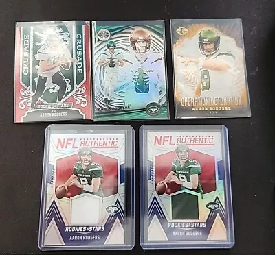 Aaron Rodgers NY Jets 5 Card Lot. Crusade Red Lazer Numbered Patches. • $6.99