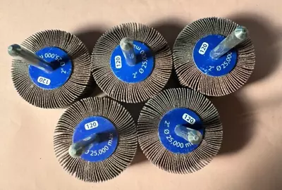 Abrasive Flap Wheels 2  Dia X 1  Long 120 Grit - 5 Pack Garryson G10025 • $11.95