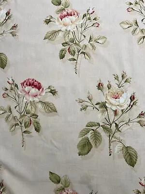 £64.99 • Buy SANDERSON CURTAIN FABRIC DESIGN English Rose 3.2 METRES RED AND SAND 100% COTTON