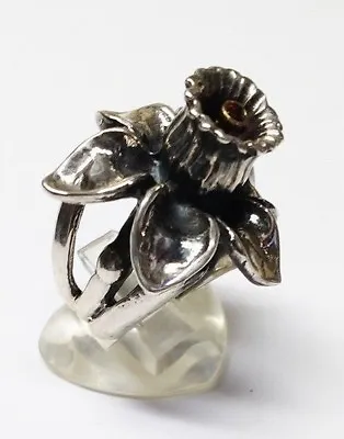 March Birth Flower Daffodil Silver Ring • $275