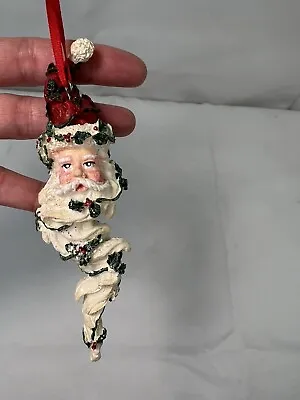 Vtg Santa Head With Long Beard And Garland Wrapped Around Christmas Ornament • $9.99