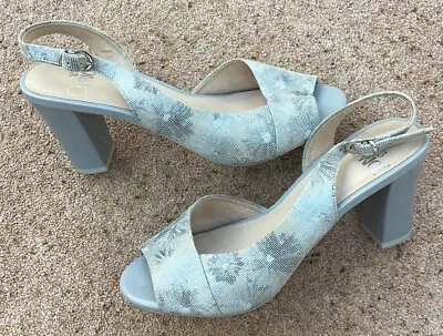 Ladies Caprice Grey Peep Toe Slingback Shoes Size UK 4.5 • £14.50