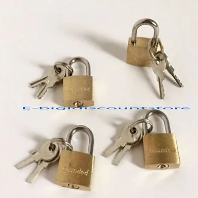 4 Small Metal Padlock Mini Brass Tiny Box Lock Jewelry 2 Keys Luggage/Suitcase  • $9.95