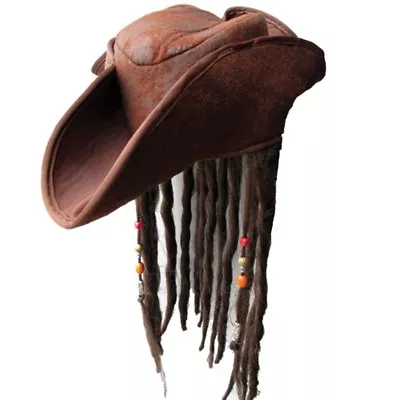 £6.49 • Buy Adults Pirate Hat With Braids Beads Dreadlocks Fancy Dress Jack Sparrow New