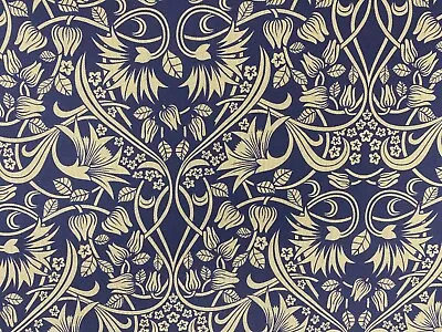 Art Nouveau Morris Fabric Linen Navy Blue Curtain Craft Upholstery Blind • £2.99