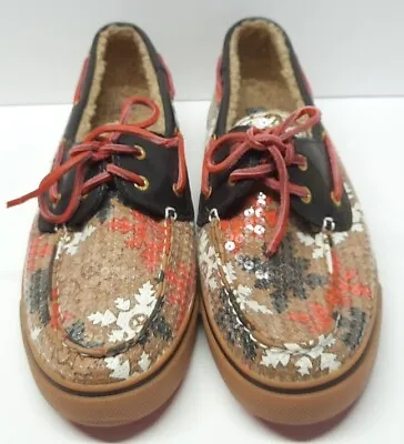 Sperry 9448077 Women's Top-Sider  Bahama Cognac Snow/Sequin  Shoes Size 9.5 • $4.99