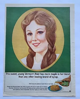 Vintage 1967 Vermont Maid Syrup Pancakes Red Hair Smiling Blue Eyes Print Ad • $8