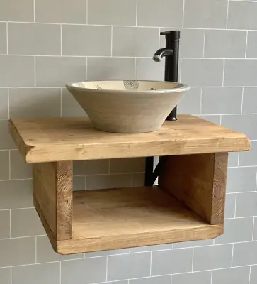 Rustic Wash Stand Shelf Washstand Sink Unit Hand Crafted Rustic Bathroom Vanity • £144
