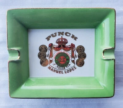 $34.95 • Buy Vintage Punch Habana Manuel Lopez Ceramic Cigar Ashtray By White Ash