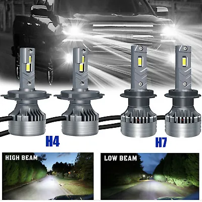 2pcs H7 Mini LED Headlight 800W Car Lighting Bulbs Kit High/Low Beam H4/HB2/9003 • £15.50