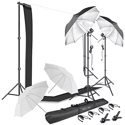 Photography Umbrella Continuous Lighting KitMuslin Backdrop Kit(White Black)... • $149.37
