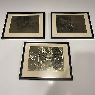 Lot Of 3 R.H. Palenske Gold Foil Etchings/ Copper Etch Framed Set • $34.99