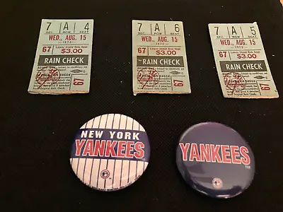 NY Yankees 1973 Ticket Stubs & Vintage Pins • $20.99