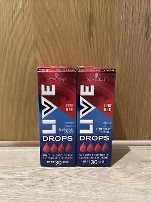 2 X Schwarzkopf LIVE Colour Drops Semi-Permanent Hair Dye Fiery Red • £14.95