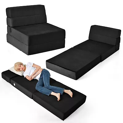 3-In-1 Folding Mattress Flocked Fabric Floor Futon Couch With Removable Covers • $139.99