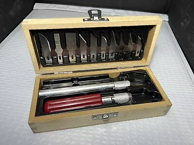 X-ACTO Basic Knife Set 2 Knifes With Handles And  12 Blades With  Wood Case (D8) • $14