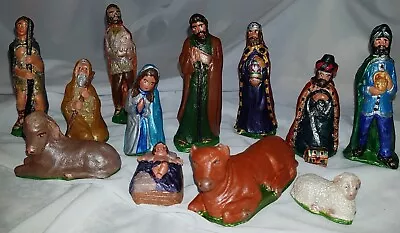 Nativity Set 12 Piece Figurine Christmas Scene Handmade & Hand-Painted Mica New • £19.99