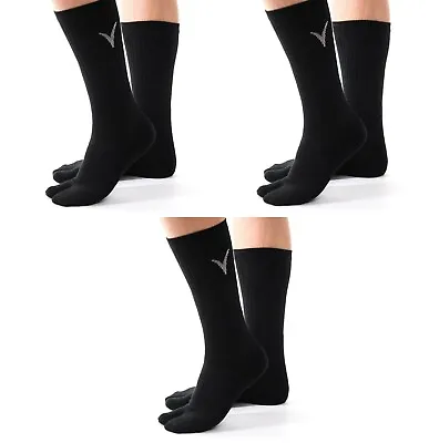 3 Pairs V-Toe Black Athletic Flip-Flop Big Toe Tabi Crew Socks Thicker Men Women • $21.99