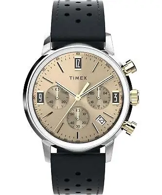 Timex Marlin 40mm Leather Cream Dial Watch TW2W10000 • $339