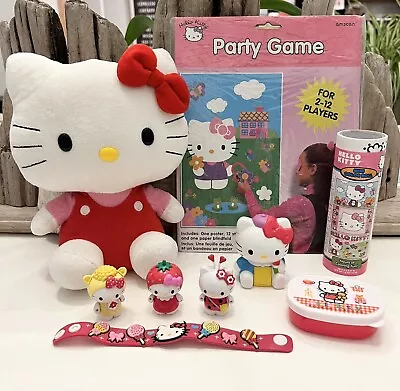 Hello Kitty Sanrio Lot Of 8 Pieces Plush TY Plastic 1993 Container Etc… (E) • $42.92