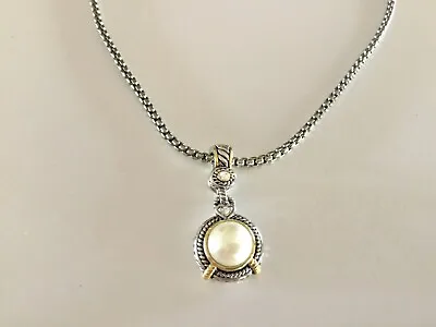 Glass Pearl Necklace Removable Pendant Clear Crystals Gold Silver Tone • $9.99