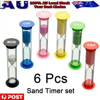 6x Transparent Timer Sandtimer SET-30 Second 1/2/3/5/10Minutes Hourglass Sand • $16.39