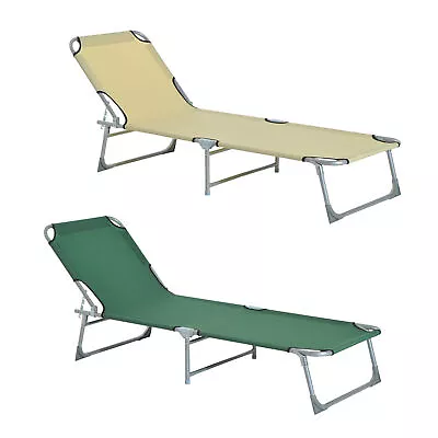 Portable Folding Camping Bed Lounger Army Outdoor Sleeping Hiking Travel Adjusta • £31.99