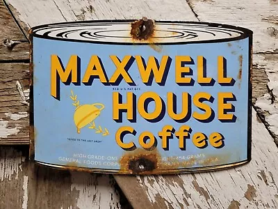 Vintage Maxwell House Coffee Porcelain Sign Cafe Hot Beverage Restaurant Drink • $117.61