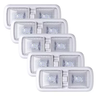 5 LED Double Trailer Motorhome Camper RV 12 Volt Interior Ceiling Dome Light • $50.99