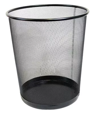 Black Round Metal Mesh Bin Metal Trash Bin Wastebasket Bin Waste Paper Bin • £8.49