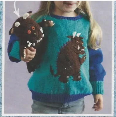 Gruffalo Jumper / Sweater Knitting Pattern Fit 22  - 28  (56cm - 71cm) Laminated • £1.99