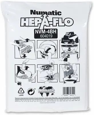 10 Pack Genuine Numatic (NVM-4BH) Vacuum Hepa Flo Dust Bags 604019  WVD900 WV900 • £21.95