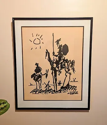 Rare Pablo Picasso 2 Color Lithograph Don Quixote 10-8-55 Framed 1964 Cubism • $545.24