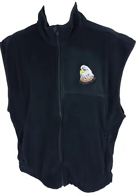 Unisex 2X Black Vest Fleece  Eagle American Flag Embroidery Ride To Live • $15.79
