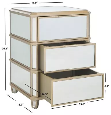 Safavieh Drawer Mirrored Nightstand Reduced Price 2172727314 NST6601A • $259