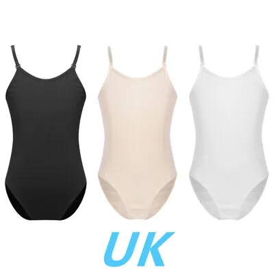 UK Girls Ballet Dance Leotards Camisole Adjustable Strap Gymnastics Dancewear • £8.82