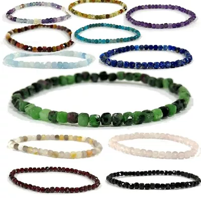 Real Crystal Gemstone Bracelet Natural Stone Chakra Bead Anxiety Gift UK Unisex • £8.99