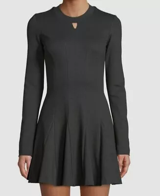 $325 Nicole Miller Women Black Crew-Neck Keyhole Ponte Fit Flare Sweater Dress S • $79.98